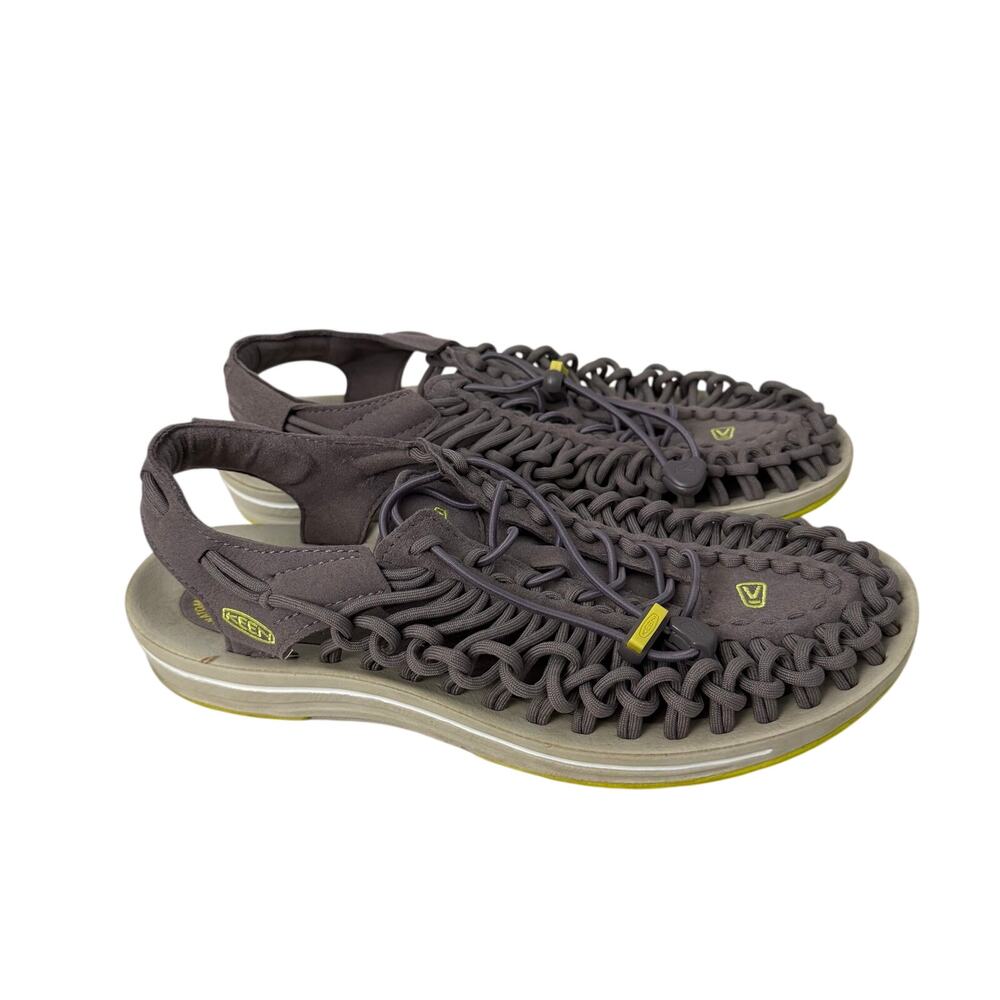 Keen Uneek Sandals Womens Size 9.5 Drizzle Gray Yellow Chiffon